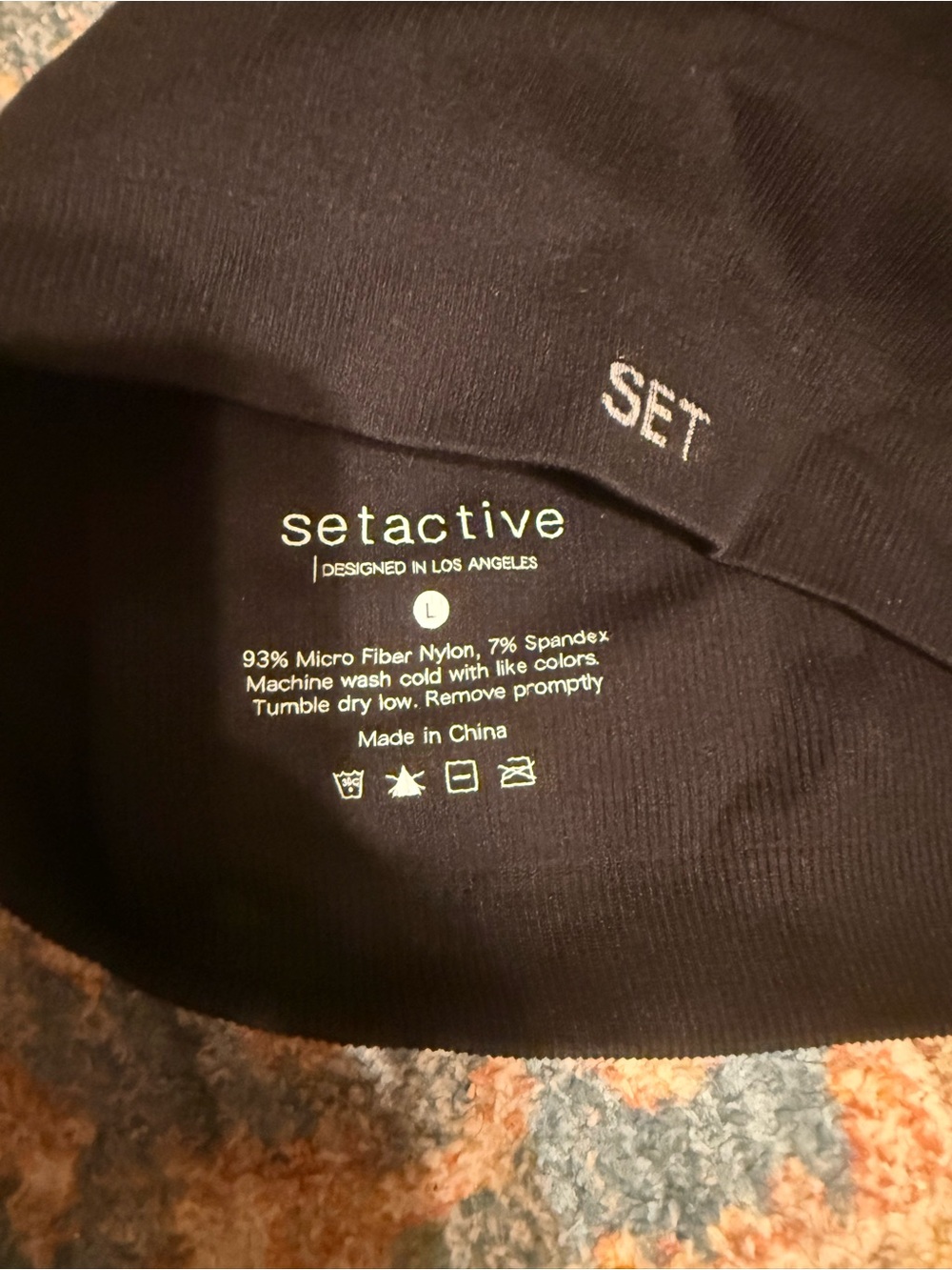 Black Ribbed Racerback Bralette with 'SET' ACTIVE Detail - Picture 3 of 3